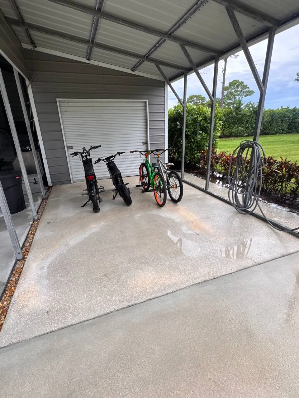 Carport concrete clean, after