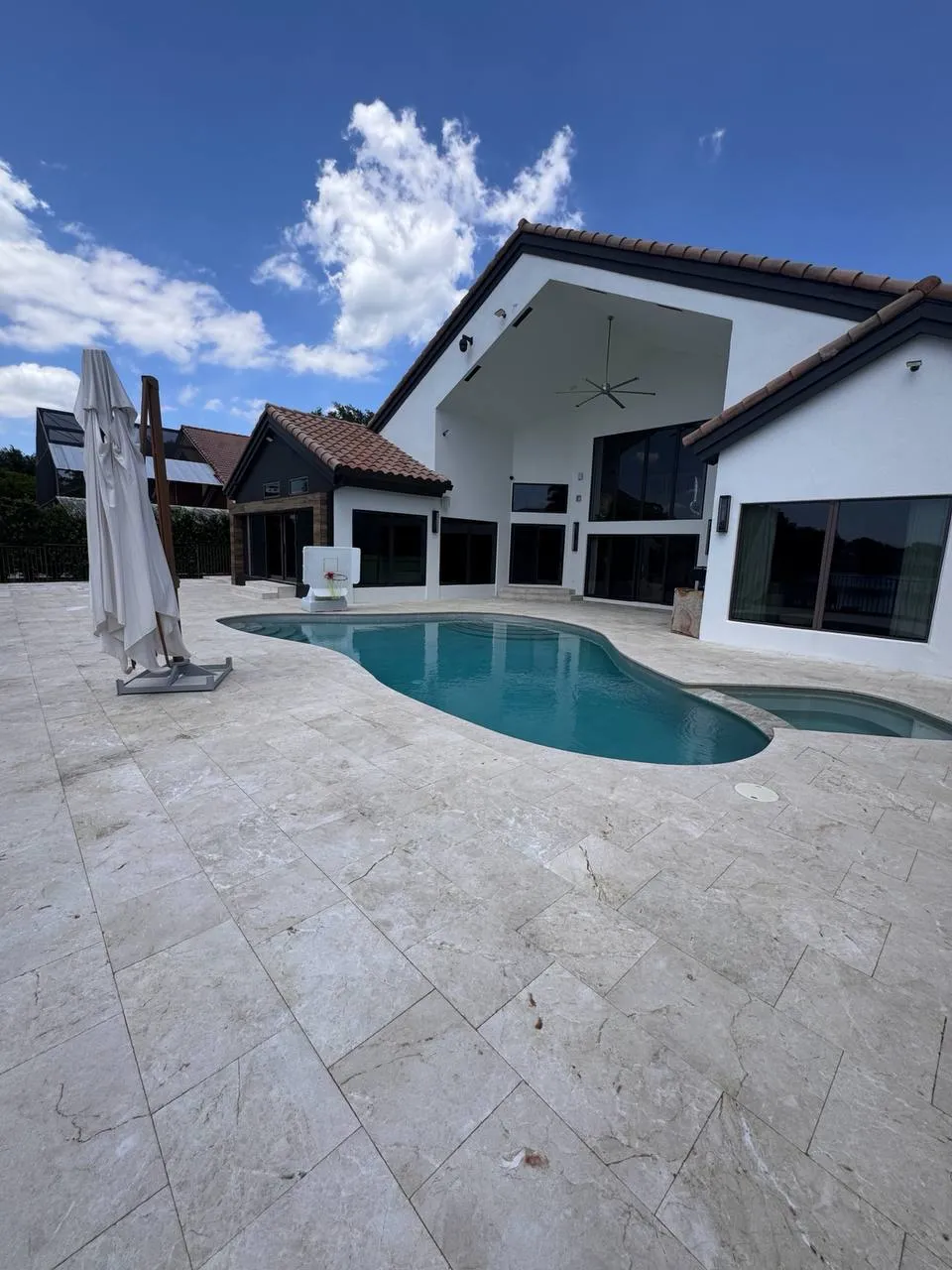Travertine pool deck sealing